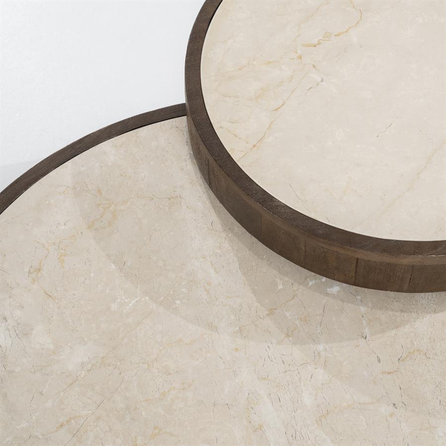Salontafel Hazel Mangohout en Marmer Set van 2 stuks - Afbeelding 16