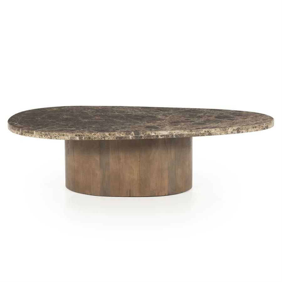 Organische Salontafel Bradley Marmer en mangohout 120 x 75cm - Afbeelding 9