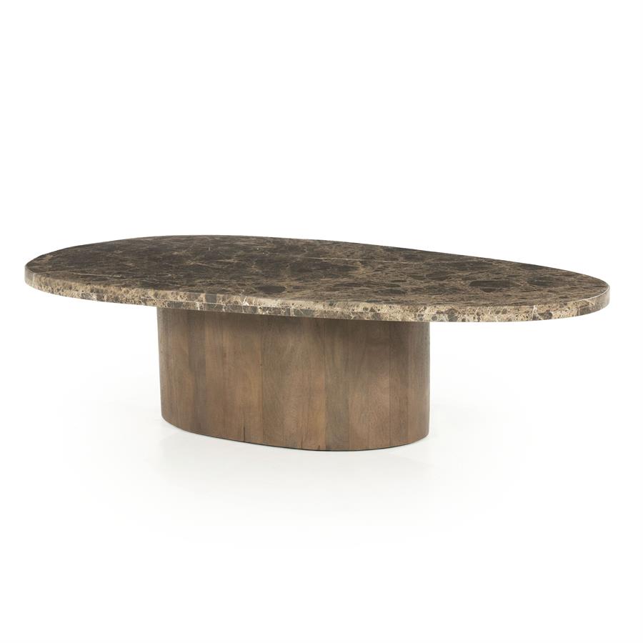 Organische Salontafel Bradley Marmer en mangohout 120 x 75cm - Afbeelding 10