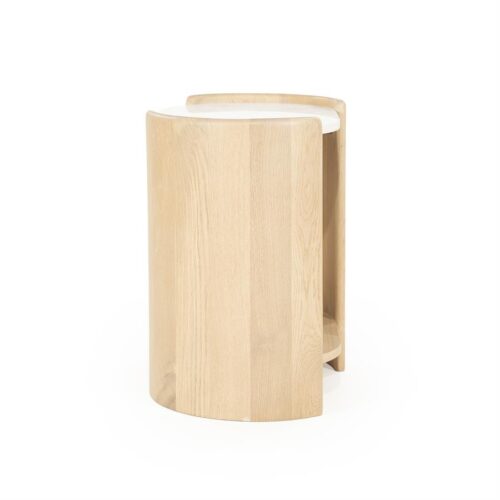 Ovale Bijzettafel Don Marmer en eikenhout 50 x 35cm - Afbeelding 11