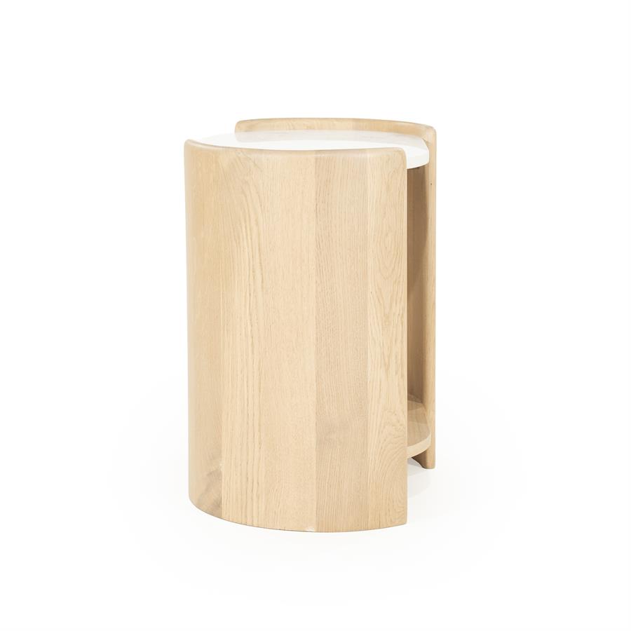 Ovale Bijzettafel Don Marmer en eikenhout 50 x 35cm - Afbeelding 11