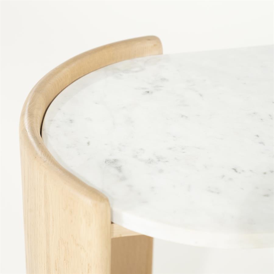Ovale Bijzettafel Don Marmer en eikenhout 50 x 35cm - Afbeelding 14