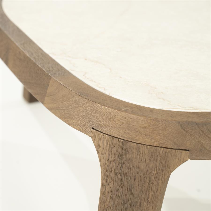 Organische Salontafel Fred Marmer en mangohout - 64 cm - Afbeelding 13