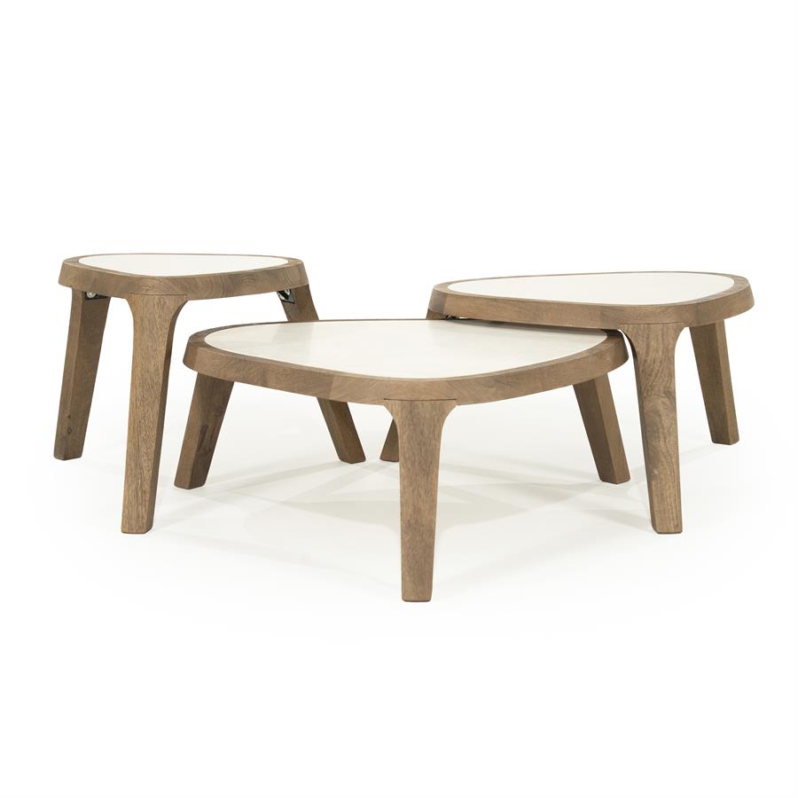 Organische Salontafel Fred Marmer en mangohout - 64 cm - Afbeelding 14