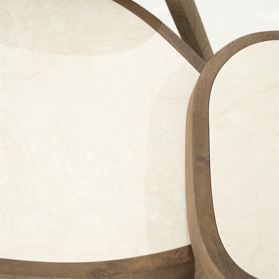 Organische Salontafel Fred Marmer en mangohout - 64 cm - Afbeelding 16
