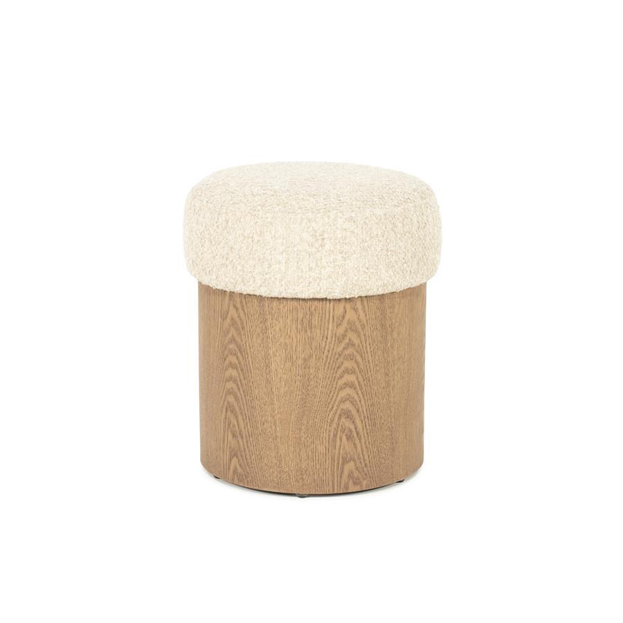 Poef George Bouclé en essenhout - Beige