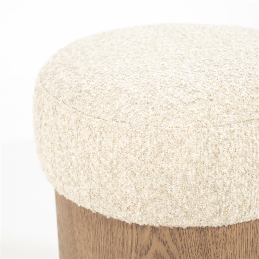 Poef George Bouclé en essenhout - Beige - Afbeelding 2
