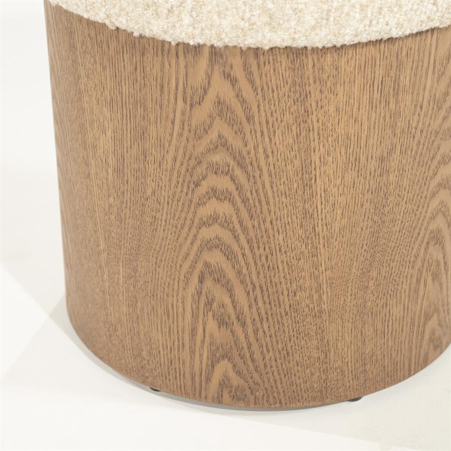 Poef George Bouclé en essenhout - Beige - Afbeelding 3
