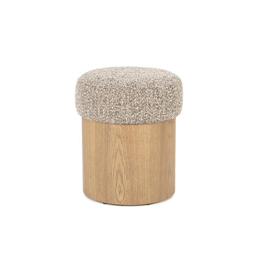 Poef George Bouclé en essenhout - Taupe