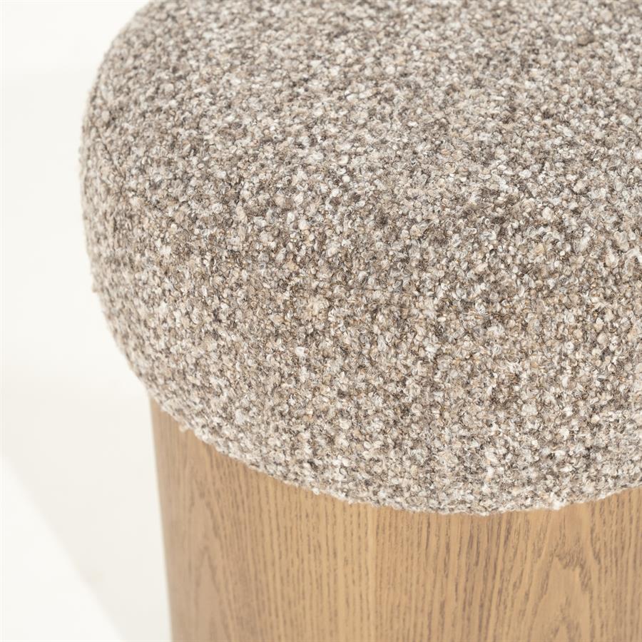 Poef George Bouclé en essenhout - Taupe - Afbeelding 2