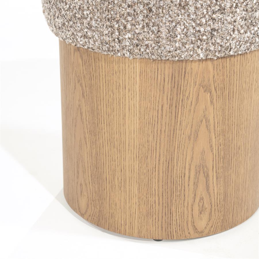 Poef George Bouclé en essenhout - Taupe - Afbeelding 3