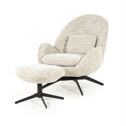 Fauteuil Ryan Met hocker Bouclé - Beige