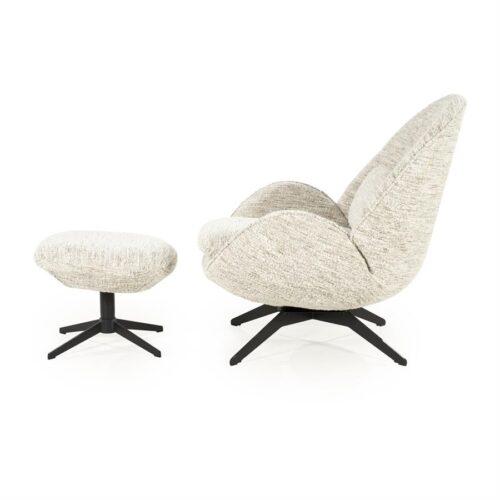 Fauteuil Ryan Met hocker Bouclé - Beige - Afbeelding 2