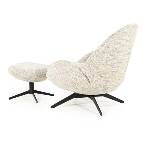 Fauteuil Ryan Met hocker Bouclé - Beige - Afbeelding 3