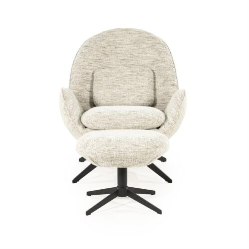Fauteuil Ryan Met hocker Bouclé - Beige - Afbeelding 6
