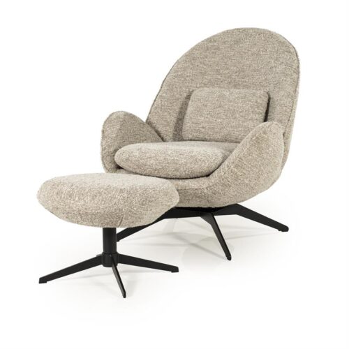 Fauteuil Ryan Met hocker Bouclé - Taupe