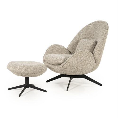 Fauteuil Ryan Met hocker Bouclé - Taupe - Afbeelding 2