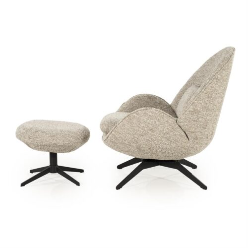 Fauteuil Ryan Met hocker Bouclé - Taupe - Afbeelding 3
