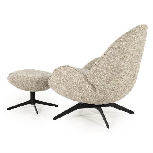 Fauteuil Ryan Met hocker Bouclé - Taupe - Afbeelding 4