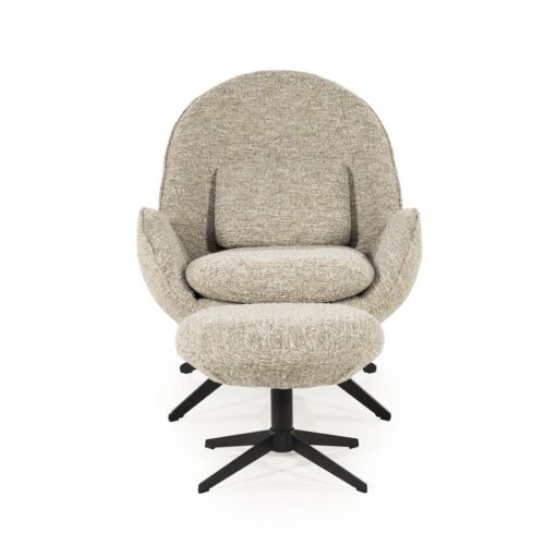 Fauteuil Ryan Met hocker Bouclé - Taupe - Afbeelding 7