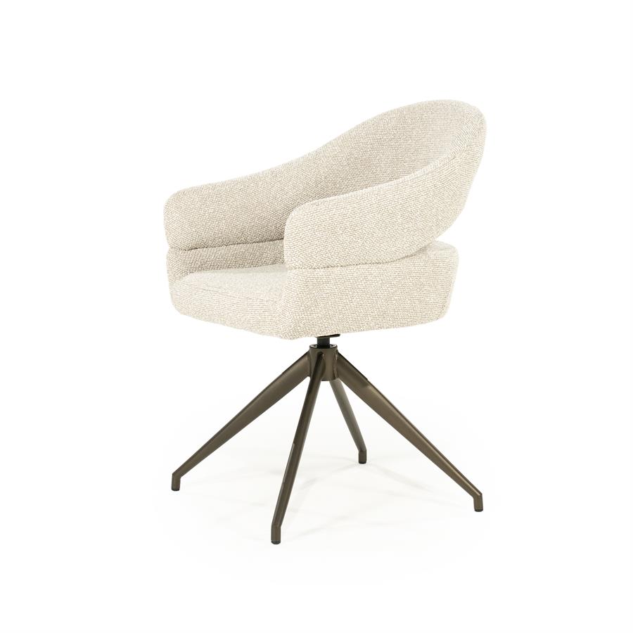 Draaibare Eetkamerstoel Hailey Bouclé - Beige - Afbeelding 2