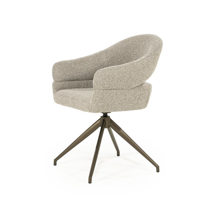 Draaibare Eetkamerstoel Hailey Bouclé - Taupe - Afbeelding 2