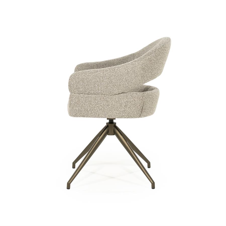 Draaibare Eetkamerstoel Hailey Bouclé - Taupe - Afbeelding 3
