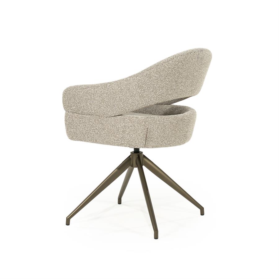 Draaibare Eetkamerstoel Hailey Bouclé - Taupe - Afbeelding 4