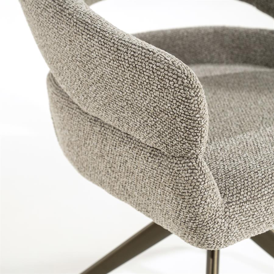 Draaibare Eetkamerstoel Hailey Bouclé - Taupe - Afbeelding 10