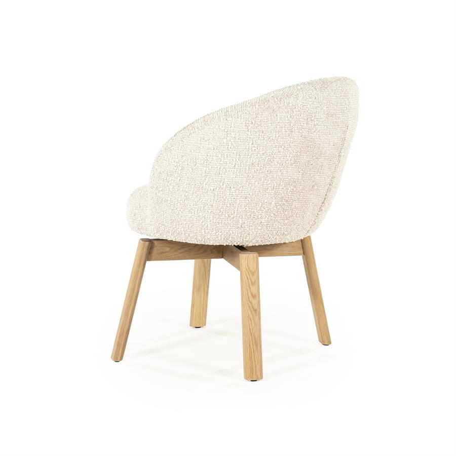 Draaibare Eetkamerstoel Livia Bouclé en eikenhout - Beige - Afbeelding 4