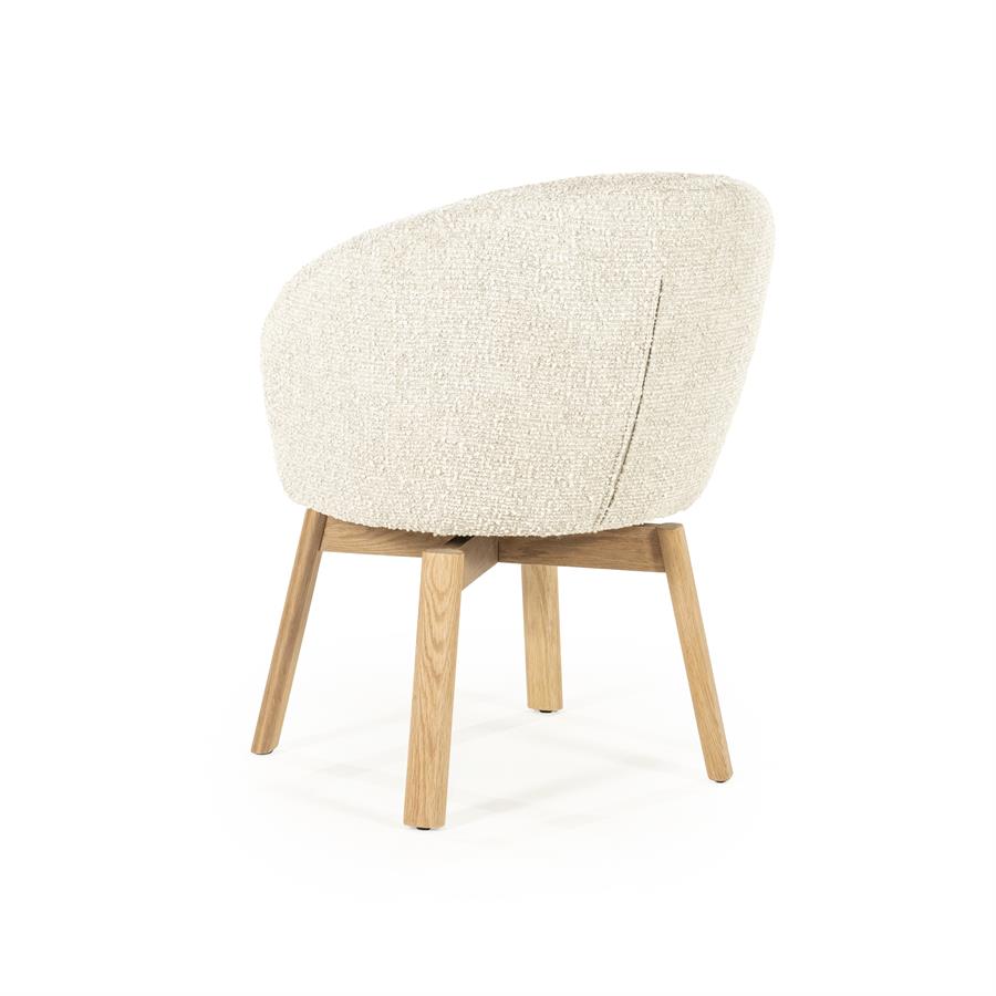 Draaibare Eetkamerstoel Livia Bouclé en eikenhout - Beige - Afbeelding 5