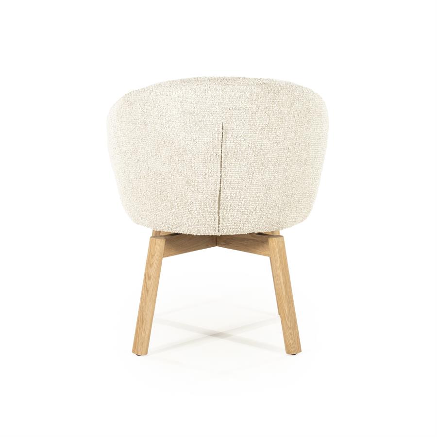 Draaibare Eetkamerstoel Livia Bouclé en eikenhout - Beige - Afbeelding 6