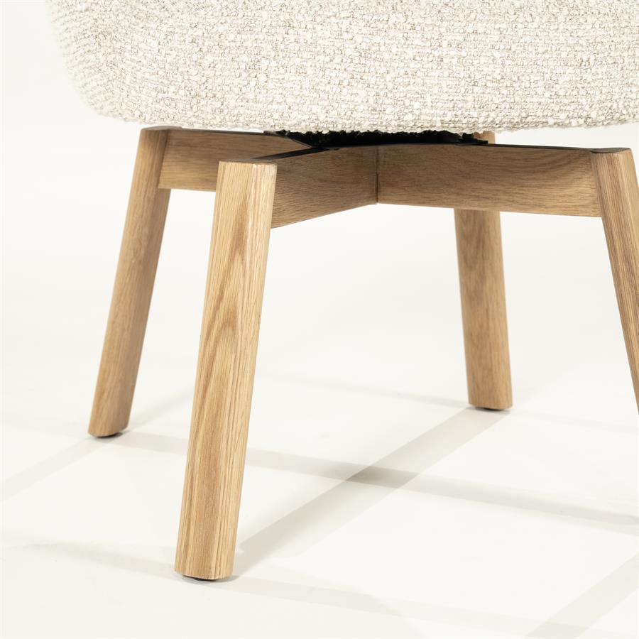 Draaibare Eetkamerstoel Livia Bouclé en eikenhout - Beige - Afbeelding 9
