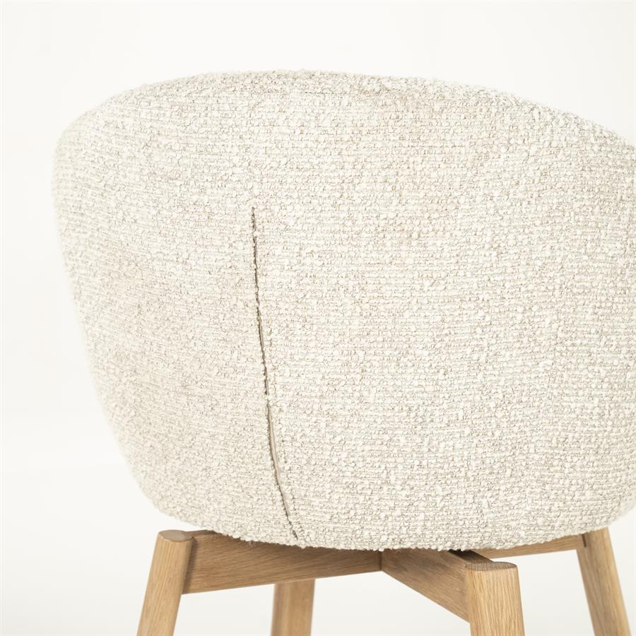 Draaibare Eetkamerstoel Livia Bouclé en eikenhout - Beige - Afbeelding 10