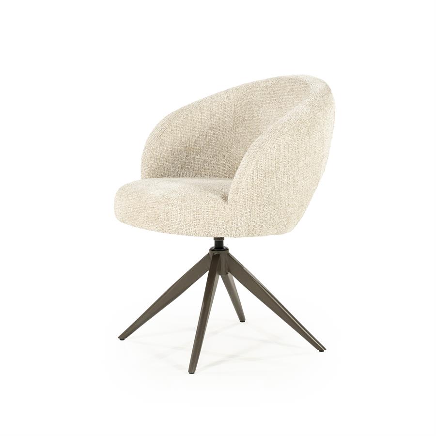 Draaibare Eetkamerstoel Alissa Bouclé - Beige - Afbeelding 2