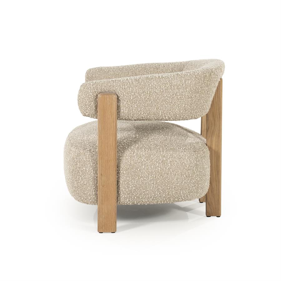 Fauteuil Lola Bouclé en eikenhout - Bruin - Afbeelding 3