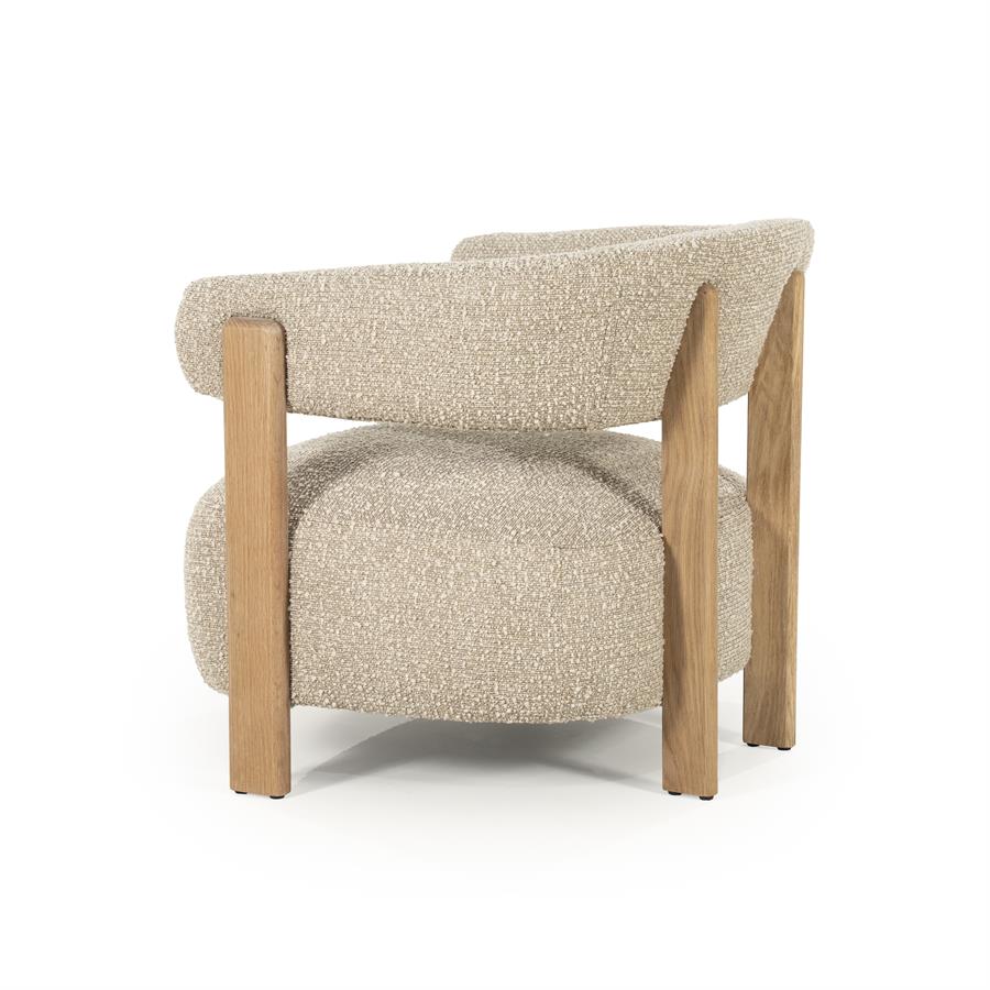 Fauteuil Lola Bouclé en eikenhout - Bruin - Afbeelding 4