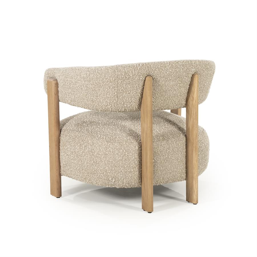 Fauteuil Lola Bouclé en eikenhout - Bruin - Afbeelding 5