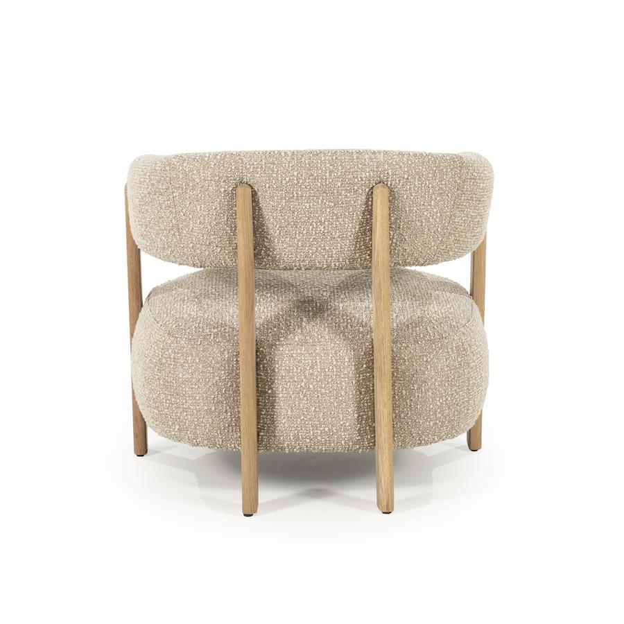 Fauteuil Lola Bouclé en eikenhout - Bruin - Afbeelding 6
