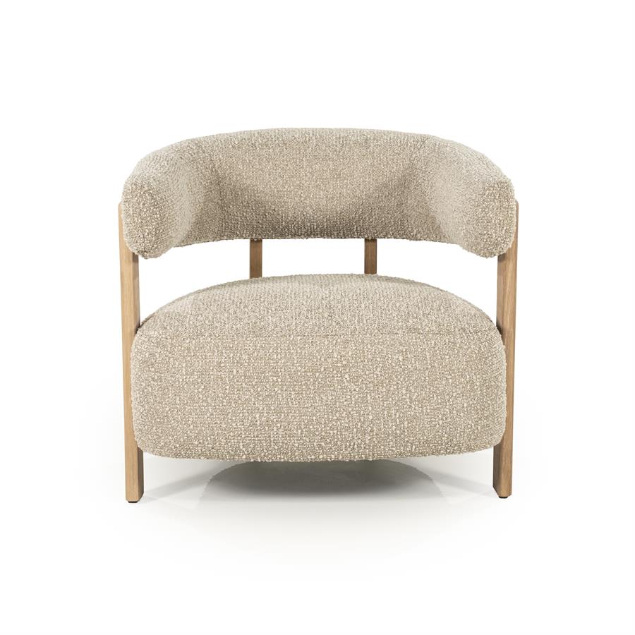 Fauteuil Lola Bouclé en eikenhout - Bruin - Afbeelding 7