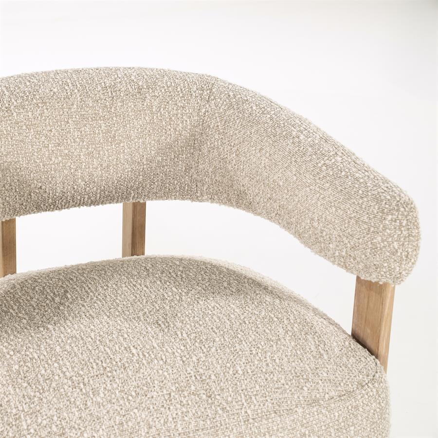Fauteuil Lola Bouclé en eikenhout - Bruin - Afbeelding 8