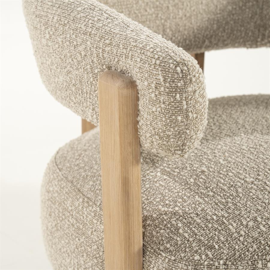 Fauteuil Lola Bouclé en eikenhout - Bruin - Afbeelding 9