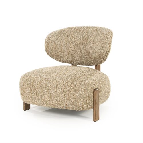 Fauteuil Reza Bouclé en bruin eikenhout - Taupe