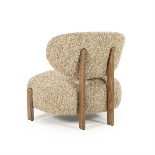 Fauteuil Reza Bouclé en bruin eikenhout - Taupe - Afbeelding 5