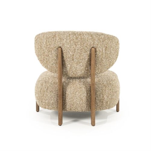 Fauteuil Reza Bouclé en bruin eikenhout - Taupe - Afbeelding 6