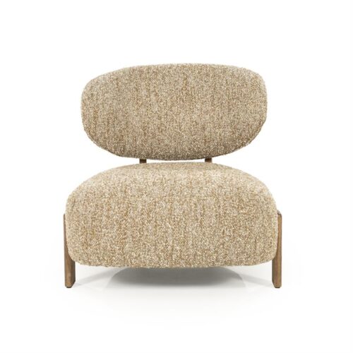 Fauteuil Reza Bouclé en bruin eikenhout - Taupe - Afbeelding 7