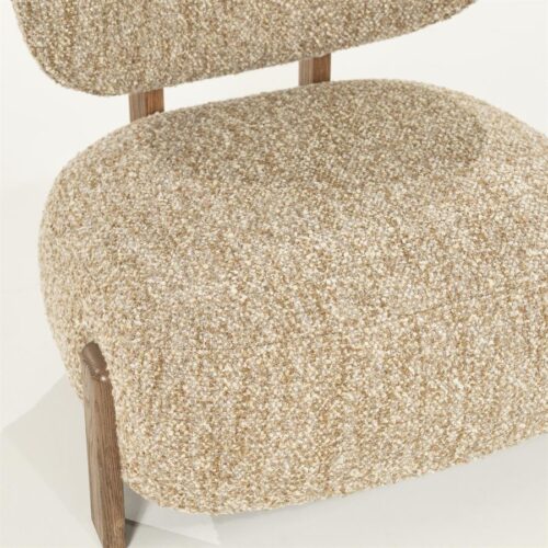 Fauteuil Reza Bouclé en bruin eikenhout - Taupe - Afbeelding 10