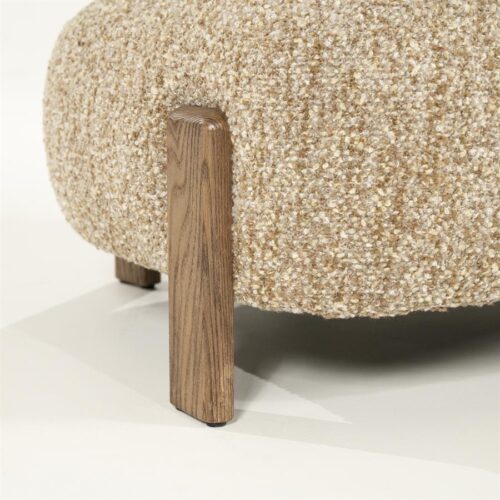 Fauteuil Reza Bouclé en bruin eikenhout - Taupe - Afbeelding 11