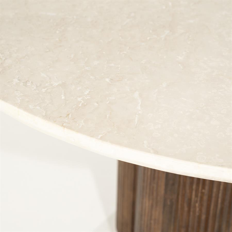 Ronde Eettafel Xanni Marmer en Mangohout 130cm - Afbeelding 3