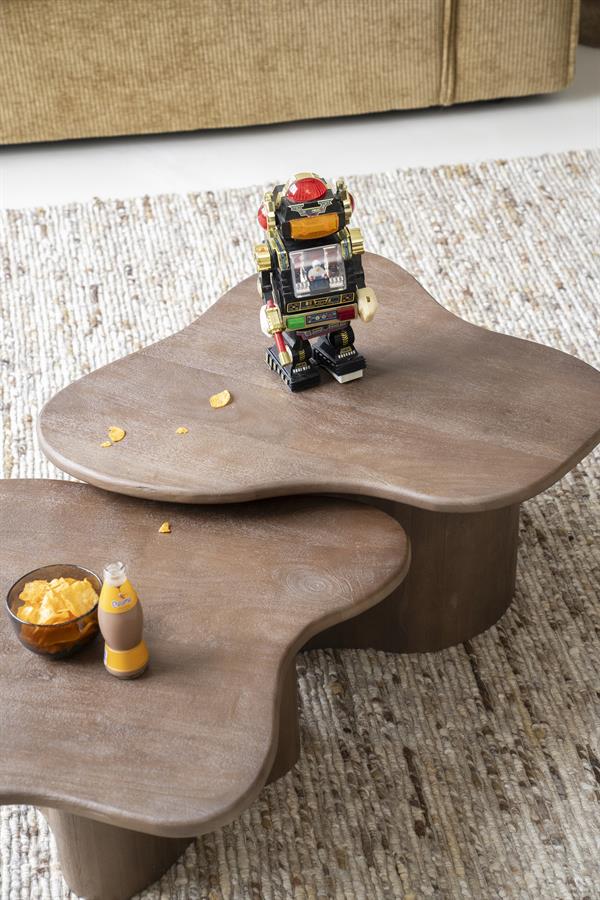Organische Salontafel Fall Mangohout Set van 2 - Bruin - Afbeelding 15